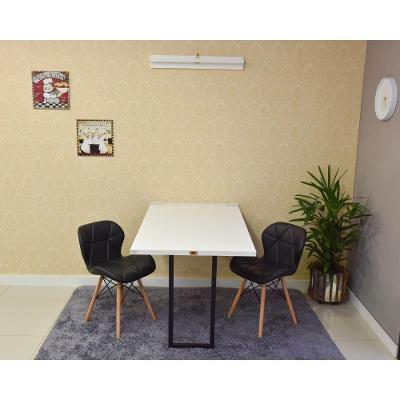 Conjunto Mesa Dobrável Retrátil 120x75 Branca e 2 Cadeiras Slim Preta