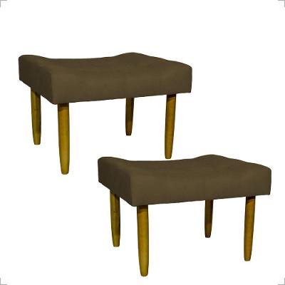 Kit 2 Puff Decorativo Confortável Retangular Para Sala Recepção Quarto Requinte Suede Cores Pé Palito