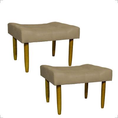 Kit 2 Puff Decorativo Confortável Retangular Para Sala Recepção Quarto Requinte Suede Cores Pé Palito