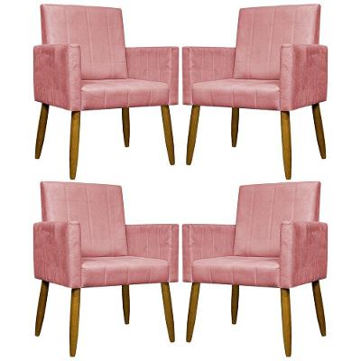 Kit 4 Poltronas Decorativa Para Sala Recepção Consultório Escritório Mari Suede