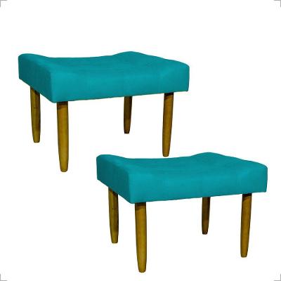 Kit 2 Puff Decorativo Confortável Retangular Para Sala Recepção Quarto Requinte Suede Cores Pé Palito
