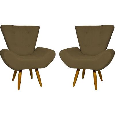 Kit 2 Poltronas Decorativa Para Sala Recepção Manicure Consultório Escritório Emilia Suede