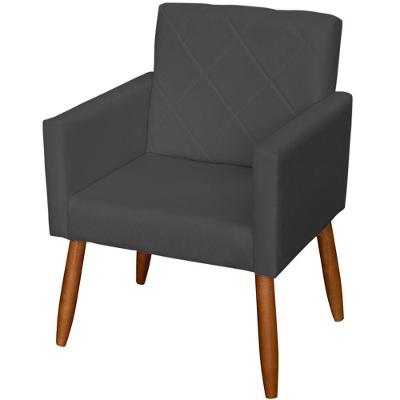 Poltrona Decorativa Para Sala Recepção Beatriz Suede Cores Pé Palito Castanho
