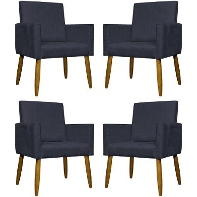 Kit 4 Poltronas Decorativa Para Sala Recepção Consultório Escritório Mari Suede