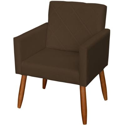 Poltrona Decorativa Para Sala Recepção Beatriz Suede Cores Pé Palito Castanho