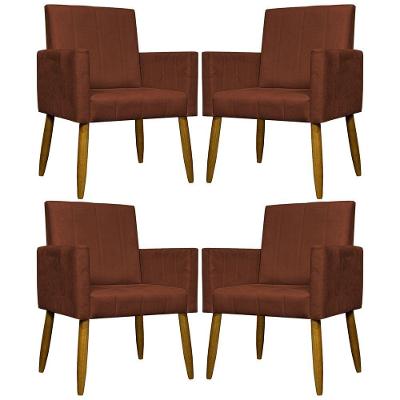 Kit 4 Poltronas Decorativa Para Sala Recepção Consultório Escritório Mari Suede