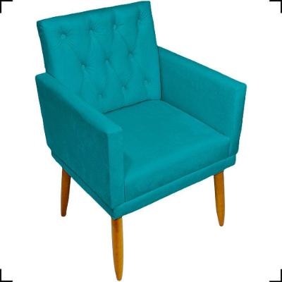 Poltrona Decorativa Para Sala Recepção Nina Capitonê Suede Cores Pé Palito