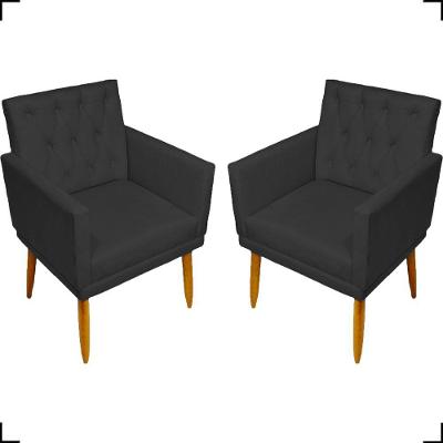 Kit 2 Poltronas Decorativa Para Sala Recepção Nina Capitonê Suede Cores Pé Palito