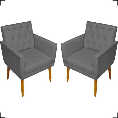 Kit 2 Poltronas Decorativa Para Sala Recepção Nina Capitonê Suede Cores Pé Palito