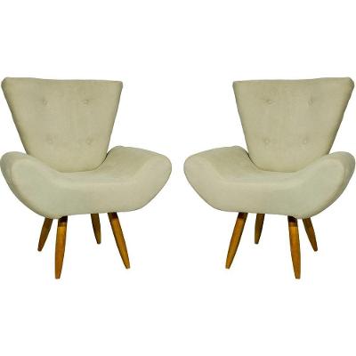 Kit 2 Poltronas Decorativa Para Sala Recepção Manicure Consultório Escritório Emilia Suede