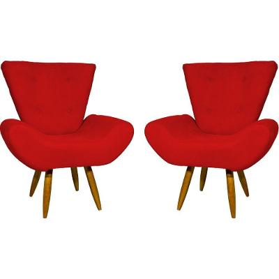 Kit 2 Poltronas Decorativa Para Sala Recepção Manicure Consultório Escritório Emilia Suede