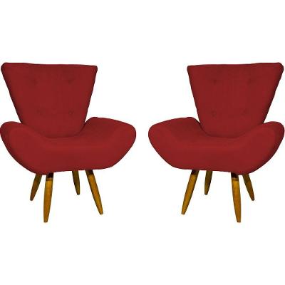 Kit 2 Poltronas Decorativa Para Sala Recepção Manicure Consultório Escritório Emilia Suede