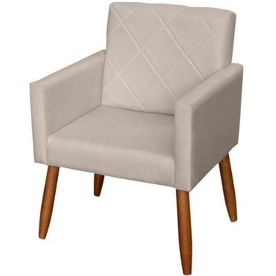 Poltrona Decorativa Para Sala Recepção Beatriz Suede Cores Pé Palito Castanho