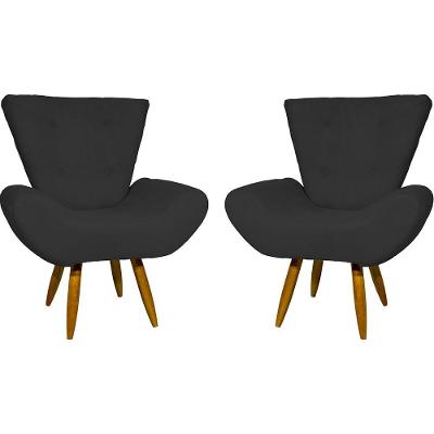 Kit 2 Poltronas Decorativa Para Sala Recepção Manicure Consultório Escritório Emilia Suede