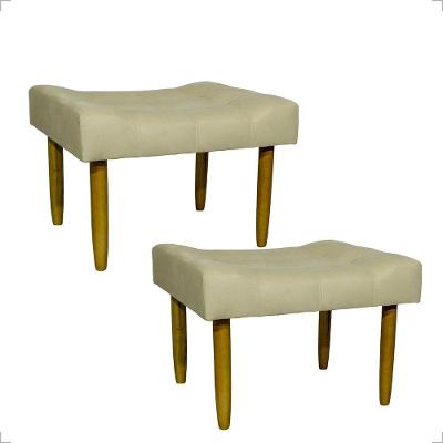 Kit 2 Puff Decorativo Confortável Retangular Para Sala Recepção Quarto Requinte Suede Cores Pé Palito
