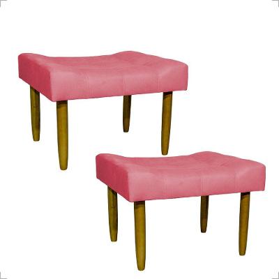 Kit 2 Puff Decorativo Confortável Retangular Para Sala Recepção Quarto Requinte Suede Cores Pé Palito