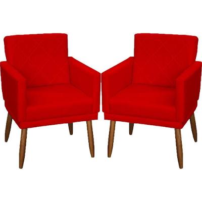 Kit 2 Poltronas Decorativa Para Sala Recepção Beatriz Suede Cores Pé Palito Castanho