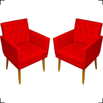 Kit 2 Poltronas Decorativa Para Sala Recepção Nina Capitonê Suede Cores Pé Palito