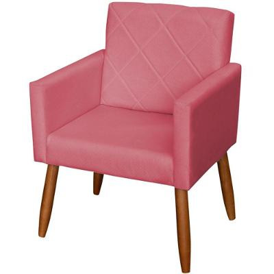 Poltrona Decorativa Para Sala Recepção Beatriz Suede Cores Pé Palito Castanho