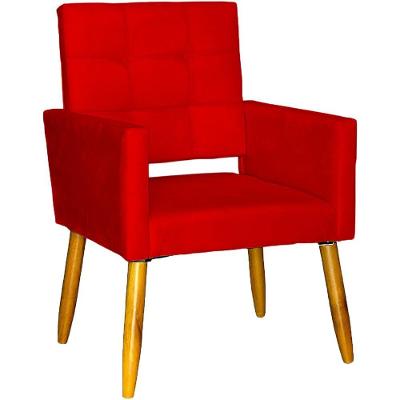 Poltrona Decorativa Para Sala Recepção Isa Suede Cores Pé Palito Castanho