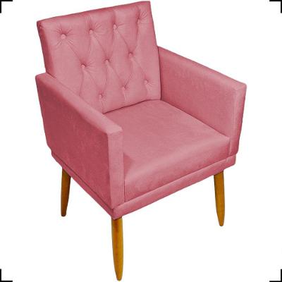 Poltrona Decorativa Para Sala Recepção Nina Capitonê Suede Cores Pé Palito