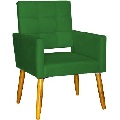 Poltrona Decorativa Para Sala Recepção Isa Suede Cores Pé Palito Castanho