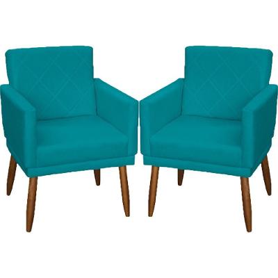 Kit 2 Poltronas Decorativa Para Sala Recepção Beatriz Suede Cores Pé Palito Castanho