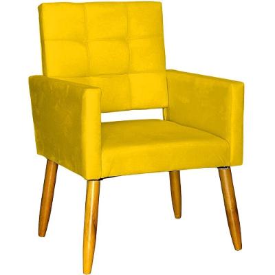 Poltrona Decorativa Para Sala Recepção Isa Suede Cores Pé Palito Castanho