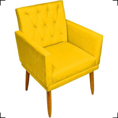 Poltrona Decorativa Para Sala Recepção Nina Capitonê Suede Cores Pé Palito