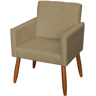 Poltrona Decorativa Para Sala Recepção Beatriz Suede Cores Pé Palito Castanho