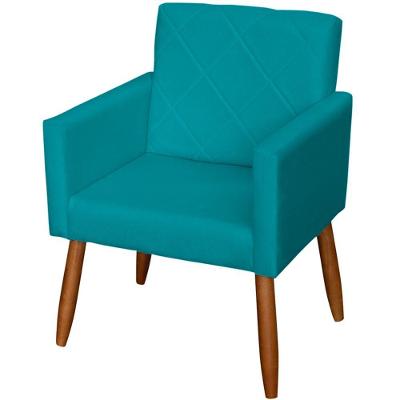 Poltrona Decorativa Para Sala Recepção Beatriz Suede Cores Pé Palito Castanho