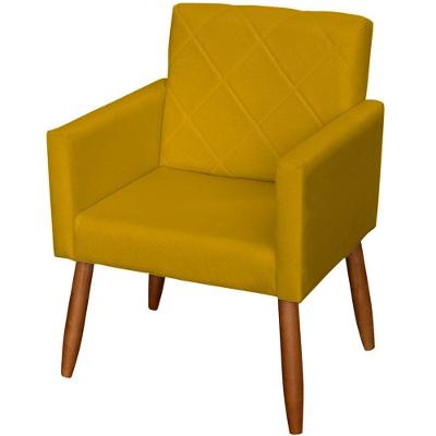 Poltrona Decorativa Para Sala Recepção Beatriz Suede Cores Pé Palito Castanho