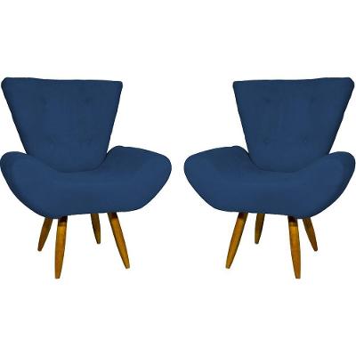 Kit 2 Poltronas Decorativa Para Sala Recepção Manicure Consultório Escritório Emilia Suede