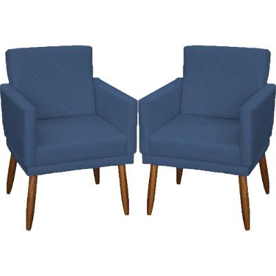 Kit 2 Poltronas Decorativa Para Sala Recepção Beatriz Suede Cores Pé Palito Castanho