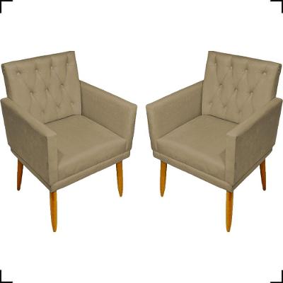 Kit 2 Poltronas Decorativa Para Sala Recepção Nina Capitonê Suede Cores Pé Palito