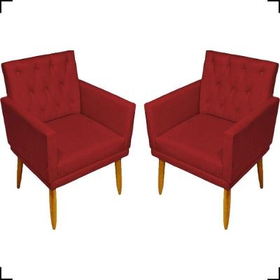 Kit 2 Poltronas Decorativa Para Sala Recepção Nina Capitonê Suede Cores Pé Palito