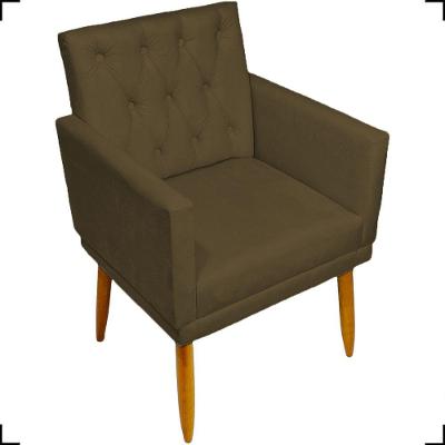 Poltrona Decorativa Para Sala Recepção Nina Capitonê Suede Cores Pé Palito