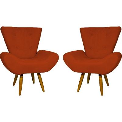 Kit 2 Poltronas Decorativa Para Sala Recepção Manicure Consultório Escritório Emilia Suede
