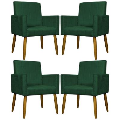 Kit 4 Poltronas Decorativa Para Sala Recepção Consultório Escritório Mari Suede