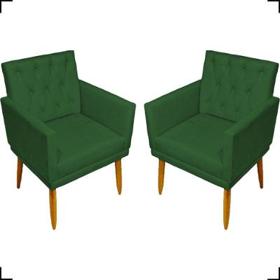 Kit 2 Poltronas Decorativa Para Sala Recepção Nina Capitonê Suede Cores Pé Palito