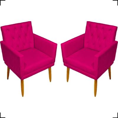 Kit 2 Poltronas Decorativa Para Sala Recepção Nina Capitonê Suede Cores Pé Palito
