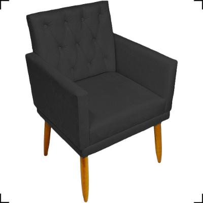 Poltrona Decorativa Para Sala Recepção Nina Capitonê Suede Cores Pé Palito