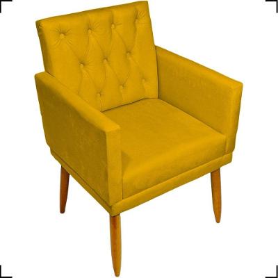 Poltrona Decorativa Para Sala Recepção Nina Capitonê Suede Cores Pé Palito
