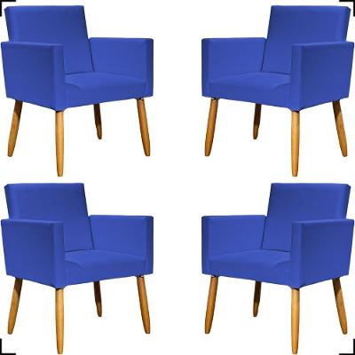 Kit 4 Poltronas Decorativa Para Sala Recepção Consultório Nina Corino Cores Pé Palito 30 Cm Castanho