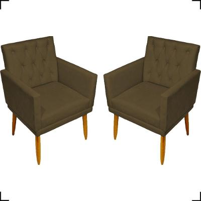 Kit 2 Poltronas Decorativa Para Sala Recepção Nina Capitonê Suede Cores Pé Palito