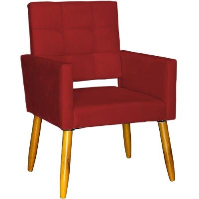 Poltrona Decorativa Para Sala Recepção Isa Suede Cores Pé Palito Castanho