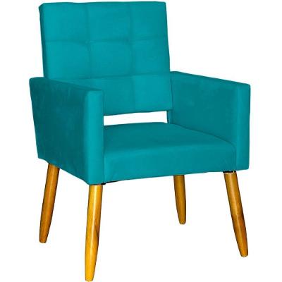 Poltrona Decorativa Para Sala Recepção Isa Suede Cores Pé Palito Castanho