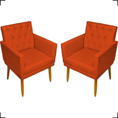 Kit 2 Poltronas Decorativa Para Sala Recepção Nina Capitonê Suede Cores Pé Palito