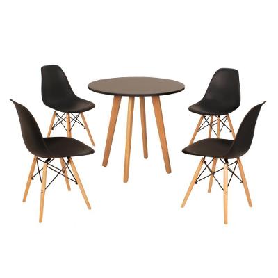 Mesa Laura 80cm Preta + 4 Cadeiras Eames Eiffel Preta