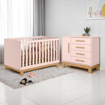 4315 - Berco Mini Cama Q Slim Rosa Acetinado (4315.91),4355- Comoda Sap. 1pt/4gav Q Slim Rosa Acetinado (4355.91)